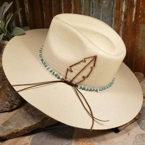 Stylish Cream Western Hat with Feather Detail Charlie Horse main image 5